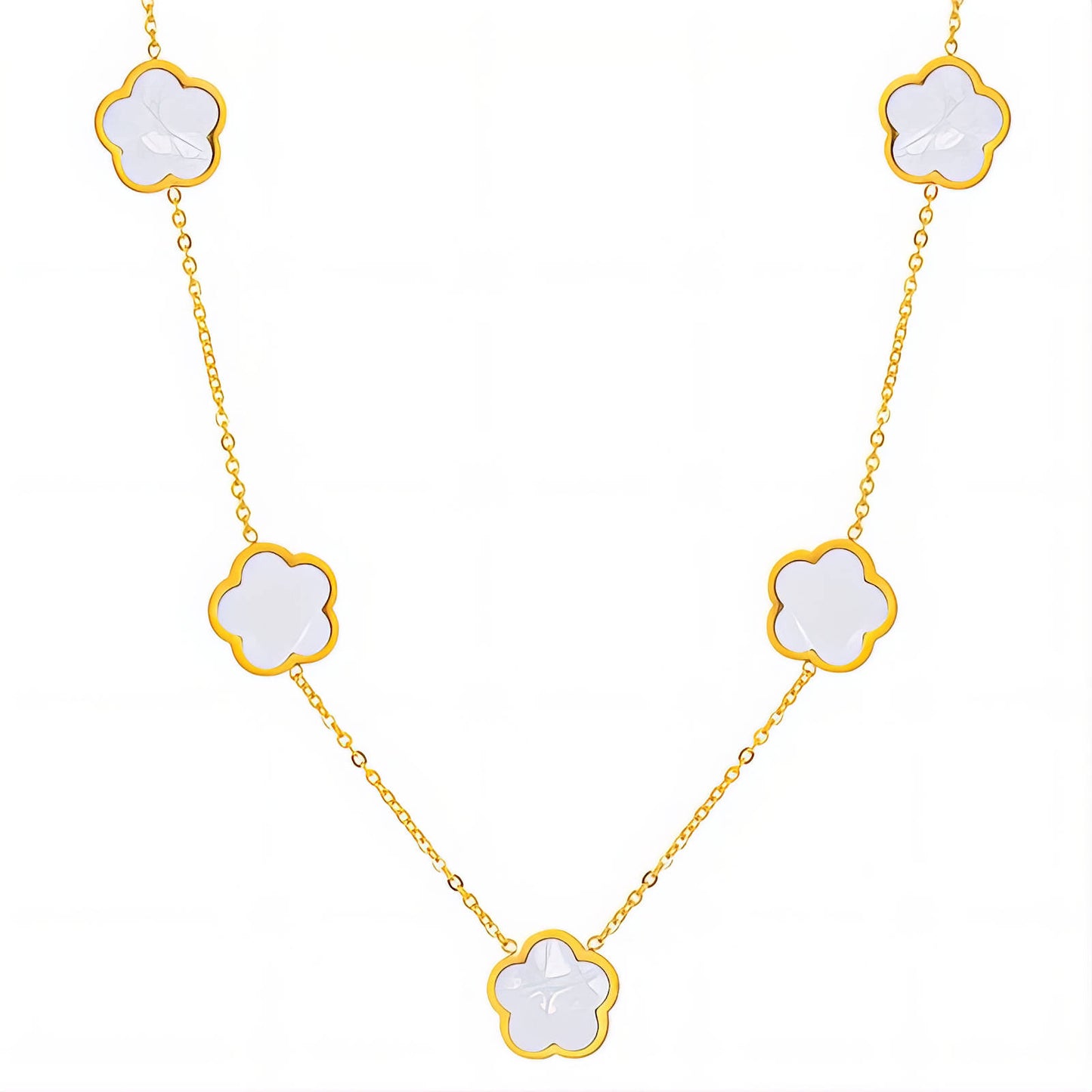 FLOWER VIT HALSKETTE 18K VERGOLDET