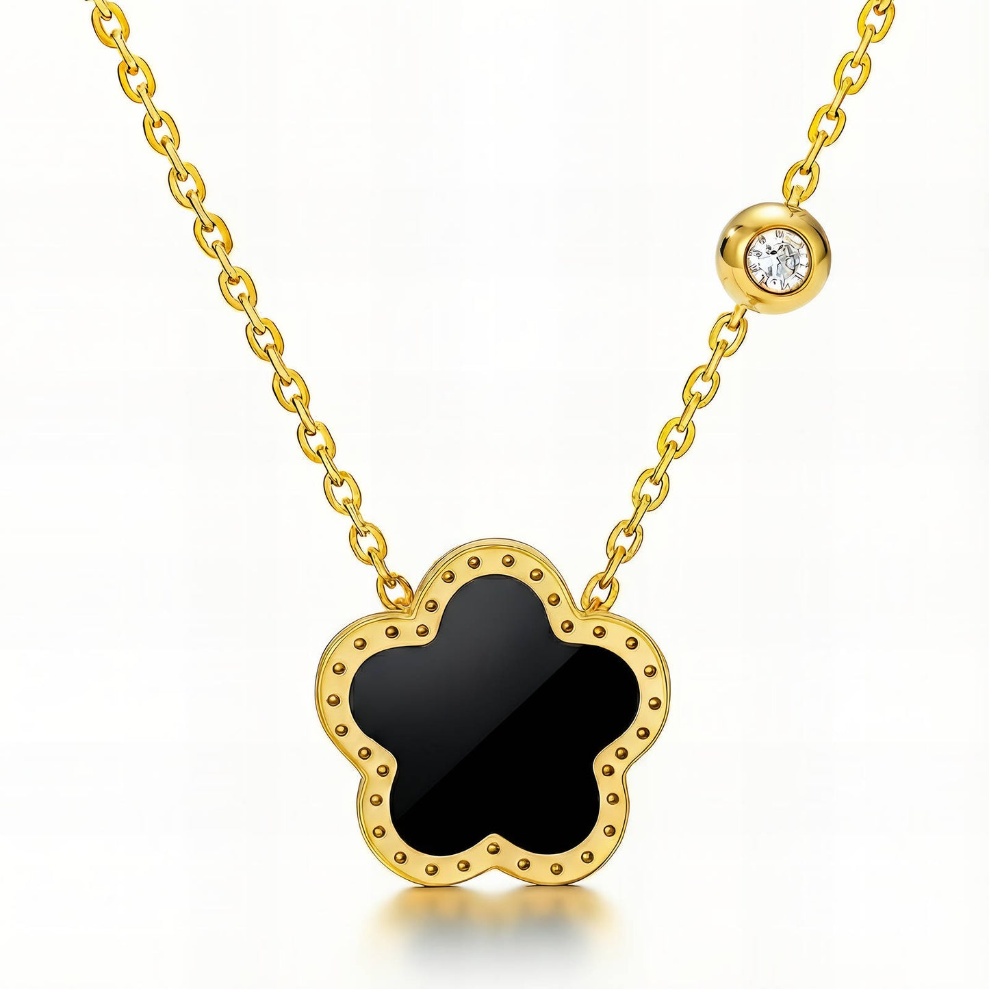 FLOWER NOIR HALSKETTE MIT ZIRKONIA 18K VERGOLDET