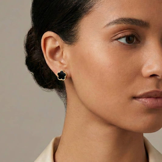 FLOWER NOIR OHRRING 18K VERGOLDET