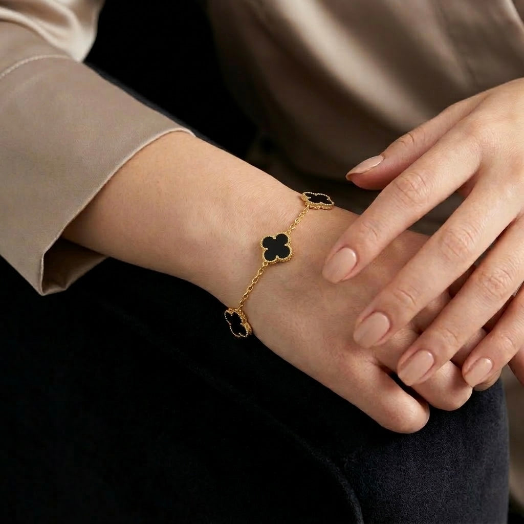 FLOWER NOIR ARMBAND 18K VERGOLDET