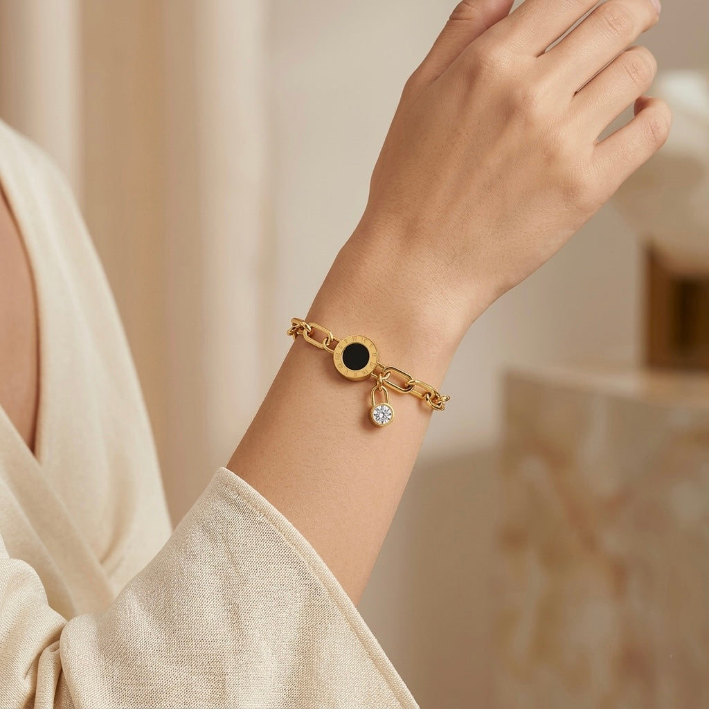 MIROIR NOIR ARMBAND 18K VERGOLDET
